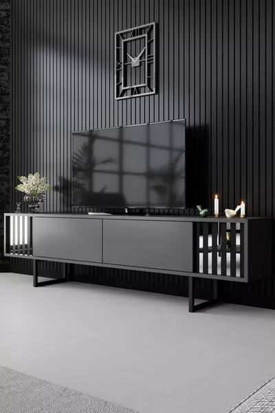 Chrome Leg Anthracite TV Stand