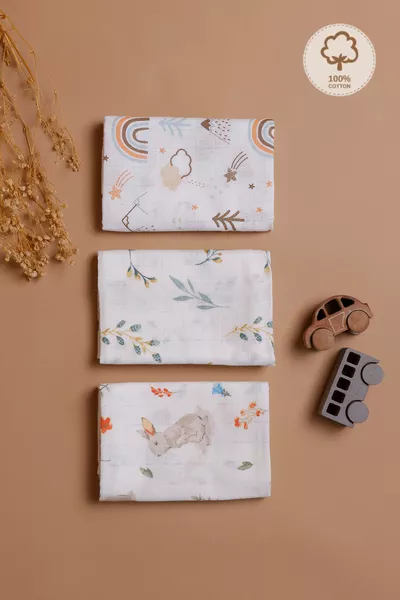 3 броя мултифункционални муселинови кърпи одеяло % памук с сертификат Oeko-Tex  см