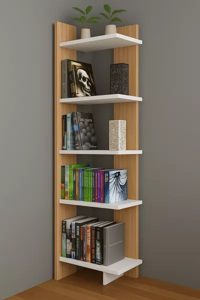 Bibliothèque d'angle bicolore