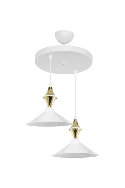 Maya Karo White/Gold Double Dining Room Living Room Chandelier for Kitchen