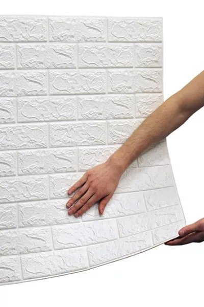 لوحة حائط بيضاء ثلاثية الأبعاد ديكورية ذاتية اللصق من رغوة تغطية الحائط المرنة