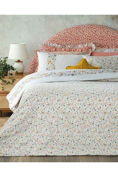 Bloomy Lines Katoenen Ranforce Dubbel Dekbedovertrek Set  cm Geel