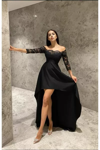 MADONNA AUSSCHNITT KORDEL SPITZE KURZES VORDERES KLEID LANGES RÜCKENKLEID