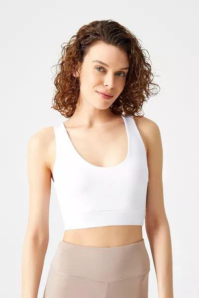 Белая спина сзади Спортивный бюстгальтер с покрытием Спина на бретелях