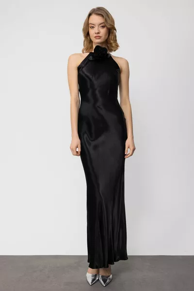 Mi шнур предна роза аксесоар рокля