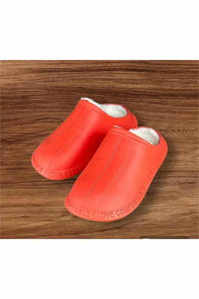 البرتقال للجنسين عدم الانزلاق النعال مكتب البيت مع الفراء داخل