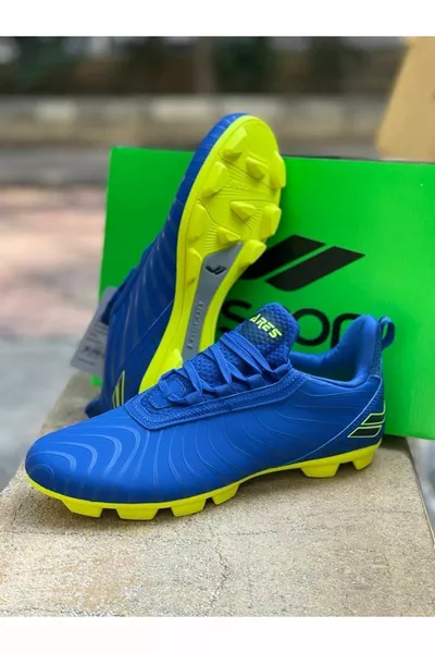 Ares Scarpe da calcio da uomo blu giallo neon