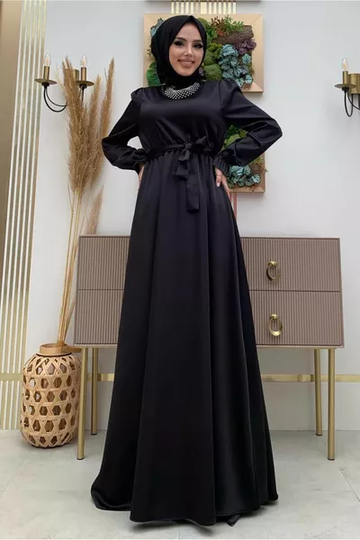 المرأة السوداء حزام الأصفاد مطاط الساتان مساء اللباس T 