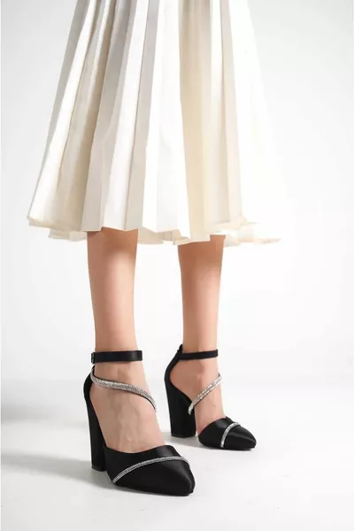 Black Satin Heels