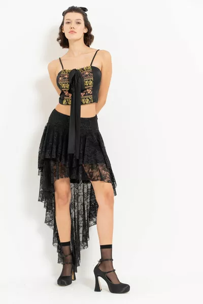 Дантелена тюл прозрачна пола