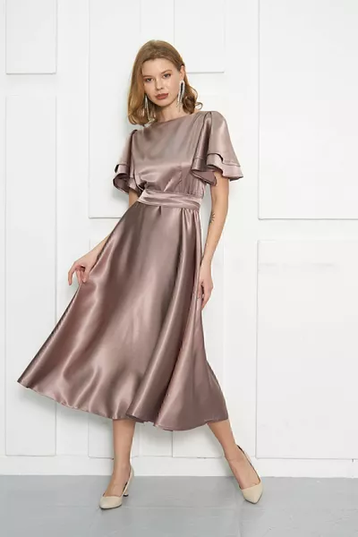 Lisa Robe de soirée femme en satin rose séché