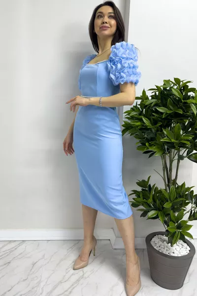 Жемчужная деталь Карандаш Принцесса Дизайн Платье Белый, Сиреневый, Нежно-голубой