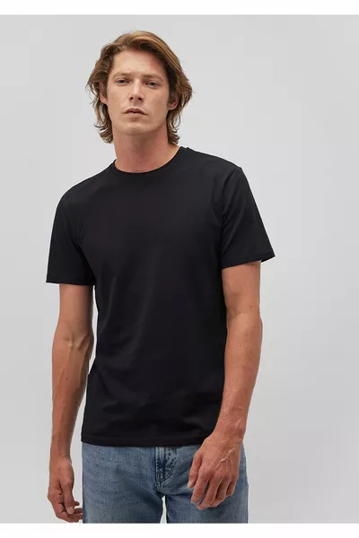 تي شيرت بيسك أسود مطاطي / مناسب 