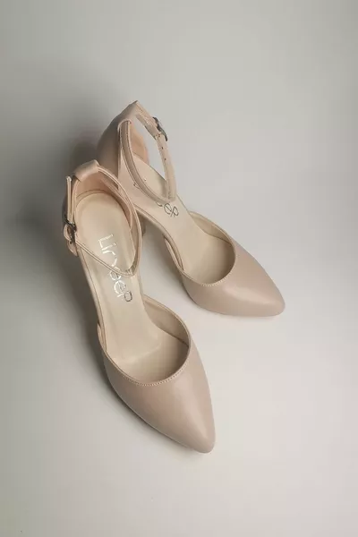 Women's Nude Skin Color Comfortable 9cm Thick Heel Stiletto