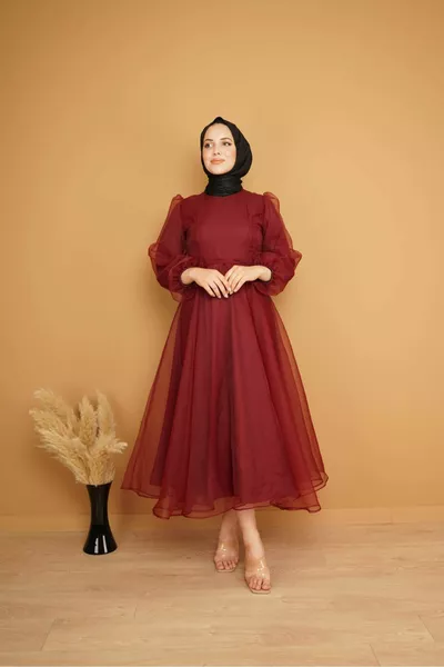 Belted Organza Evening Dresses