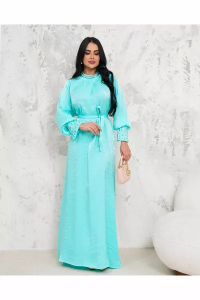 المرأة طوق والأكمام الحجر المطرزة حزام اللباس مفصلة