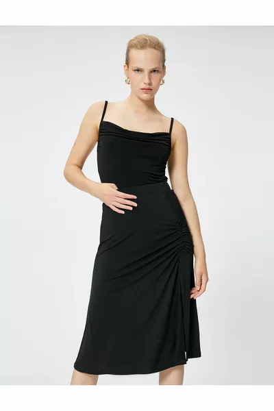 Midi Skirt Draped Slit