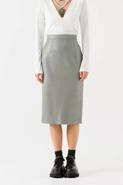 Grijze glanzende kokerrok voor dames