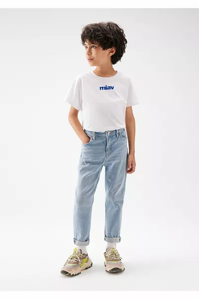 Miav Bedrucktes weißes T-Shirt Regular Fit / Normaler Schnitt 