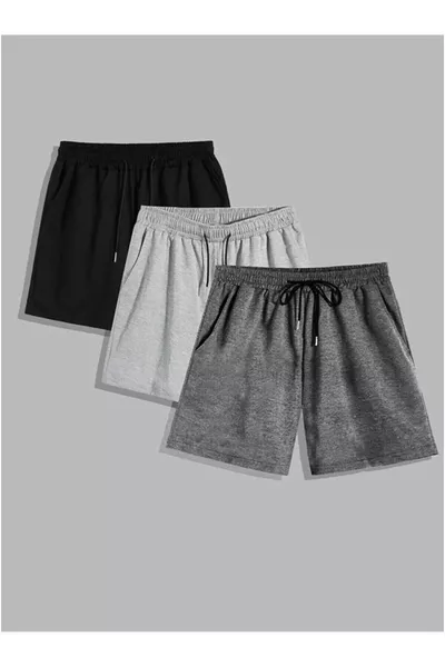 Shorts unisex 3 pièces noir gris anthracite