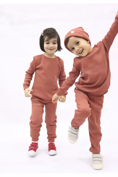 Ensemble bonnet à côtes à 3 pièces avec étiquette