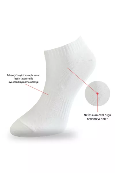 Pamuklu Kısa Çorap Beyaz 5'li