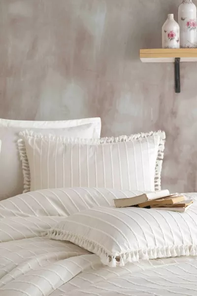 % Katoen Dubbel Dekbedovertrek Set met Kwastjes