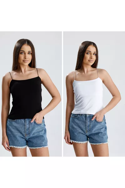 قميص داخلي بحمالتين مزدوجتين بحبل