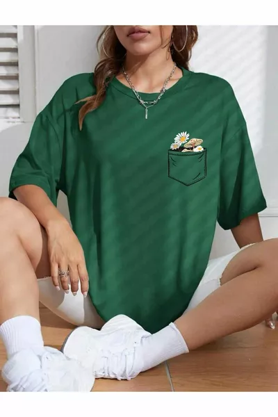 T-shirt unisexe oversize à imprimé floral (coupe large)