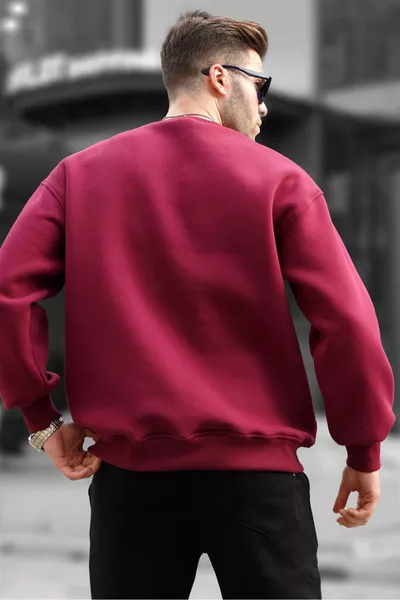 Felpa Uomo Basic Oversize con Girocollo a Bordo in Felpa Spazzolata 