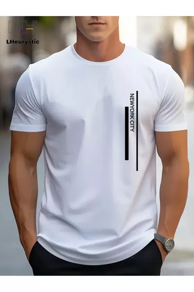 Футболка оверсайз из трикотажа с твёрдым воротником, Нью-Йорк