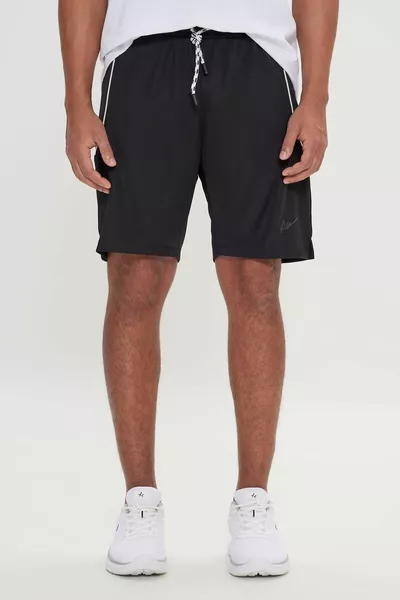Short homme noir, coupe standard, coupe normale, tricot confortable