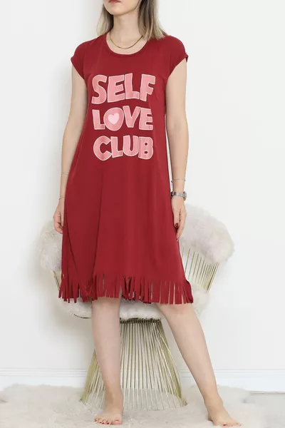 فستان يومي قطني من الفيسكوز مزخرف ومزود بشرابات