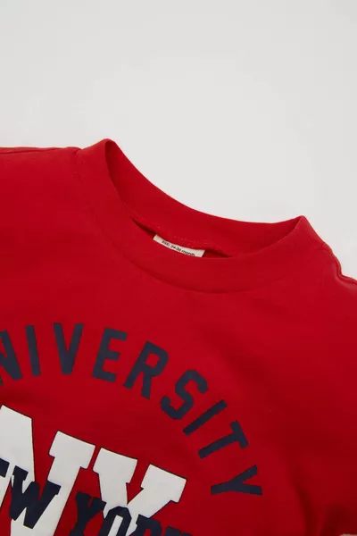 Boys' Crew Neck Printed Short Sleeve T-Shirt SM