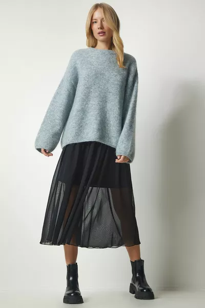 المرأة السوداء مطوي توتو تنورة مفصلة 