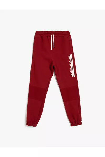 Cotton Fleece Jogger Sweatpants with Waist Tie and Pocket Details
