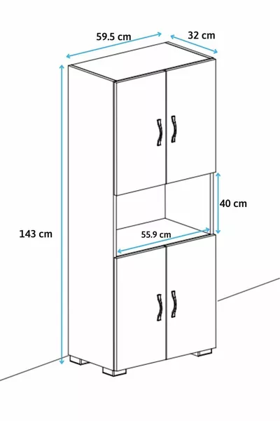 خزانة فرن متعددة الاستخدامات بخمس أبواب بيضاء لخزانة الميكروويف فرن صغير