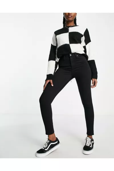 Jean skinny taille haute noir gainant