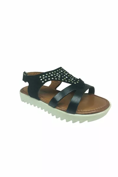  Klt Черни сандали за момичета % естествена кожа