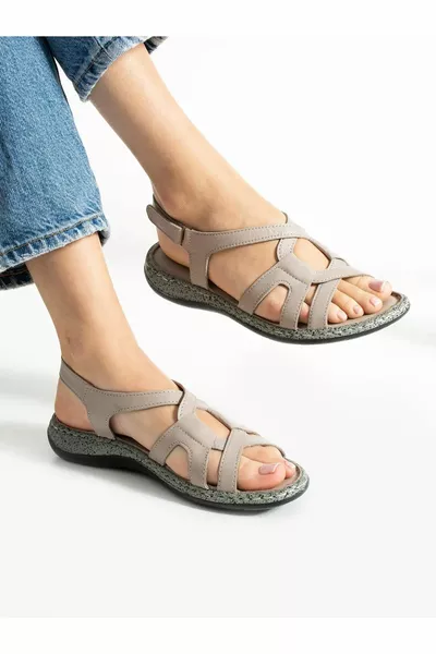 Sandales en cuir véritable pour femmes