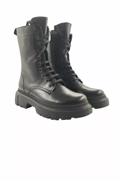  Stivali Casual Donna Allacciati Postal Nero anilina