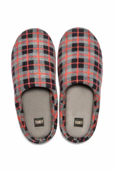 فليس شباشب منزلية للرجال أسود رمادي /