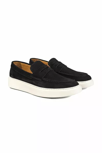 Royal Black Véritable Cuir Velours Hommes Mocassins