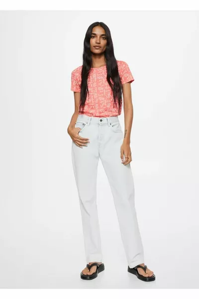 Gemustertes T-Shirt mit Logobestickung