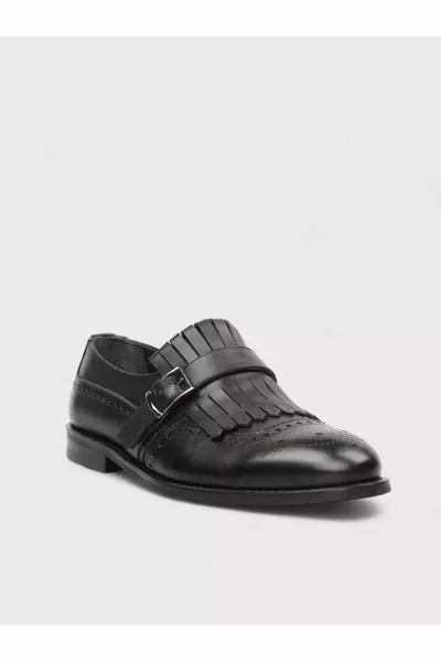 Мъжки черни кожени класически обувки