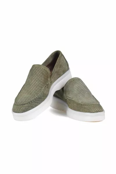 Scarpe mocassino da donna comfort in pelle scamosciata verde
