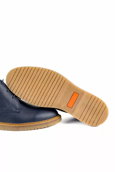 Stivali classici stringati da uomo in vera pelle blu navy dentro e fuori AN