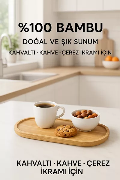 1 Piece Bamboo Oval Serving Tray - Wooden Tray - Oil Bottle Coaster