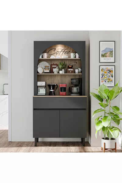 Angolo Caffè Venezia, Armadio Multiuso, Credenza con 2 Ante e 1 Cassetto, Armadio da Cucina