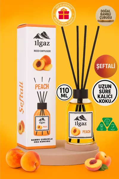 Diffusore per Ambienti alla Pesca con Bastoncini di Bambù  ml | Profumo Ambientale al Gusto di Pesca
